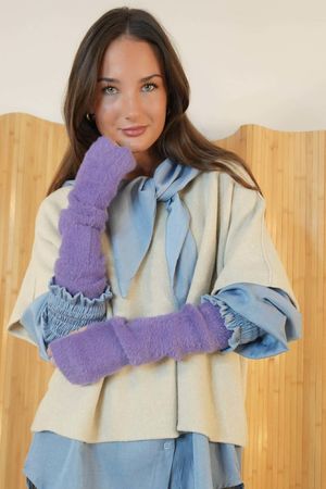 Claudia Fingerless Arm Warmer Gloves Amethyst